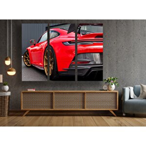 Kırmızı Porsche Garaj Duvar Sanatı; Porsche 911 Kanvas Baskısı; Süper Araba Dekoru 100x150 cm