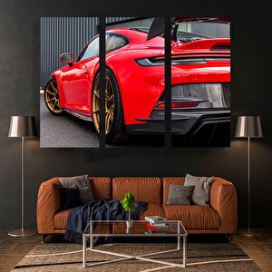 Kırmızı Porsche Garaj Duvar Sanatı; Porsche 911 Kanvas Baskısı; Süper Araba Dekoru