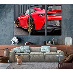 Kırmızı Porsche Garaj Duvar Sanatı; Porsche 911 Kanvas Baskısı; Süper Araba Dekoru