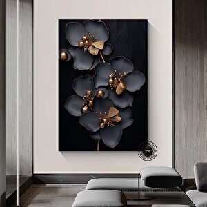 Altın Çiçek Dijital Baskı, Çiçek Desenli Duvar Sanatı, Çiçek Duvar Sanatı, Bitkisel Baskılar 100x200 cm