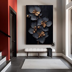 Altın Çiçek Dijital Baskı, Çiçek Desenli Duvar Sanatı, Çiçek Duvar Sanatı, Bitkisel Baskılar 100x200 cm
