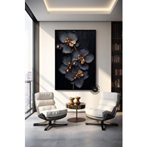 Altın Çiçek Dijital Baskı, Çiçek Desenli Duvar Sanatı, Çiçek Duvar Sanatı, Bitkisel Baskılar 100x200 cm