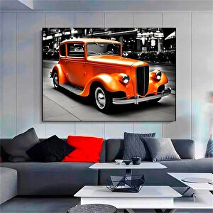 Retro Turuncu Araba Kanvas Tablosu 40x60 cm