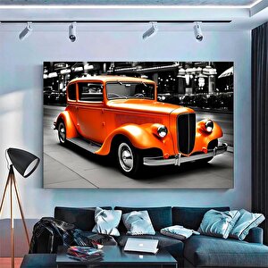 Retro Turuncu Araba Kanvas Tablosu