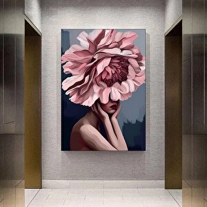 Soyut Çiçek Kadın Sanatı; Çerçeveli Kanvas 60x90 cm