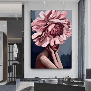 Soyut Çiçek Kadın Sanatı; Çerçeveli Kanvas 100x200 cm