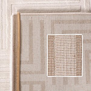 Kabartmalı Yumuşak Geometrik Desenli İskandinav Bohem Tarzı Halı Krem Tonlarında