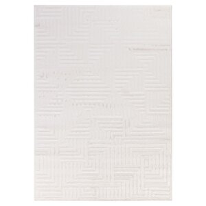 Kabartmalı Yumuşak Geometrik Desenli İskandinav Bohem Tarzı Halı Krem Tonlarında