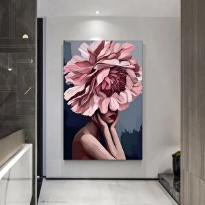 Soyut Çiçek Kadın Sanatı; Çerçeveli Kanvas 40x60 cm