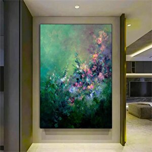 Soyut Çiçek Sanatı; Çiçek Duvar Dekoru; Çiçek Kanvas Baskısı; Gül Duvar Dekoru; Asmaya Hazır Kanvas 50x70 cm