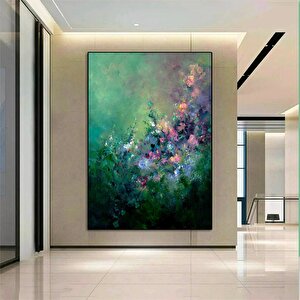 Soyut Çiçek Sanatı; Çiçek Duvar Dekoru; Çiçek Kanvas Baskısı; Gül Duvar Dekoru; Asmaya Hazır Kanvas 50x70 cm