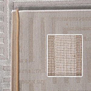 Kabartmalı Yumuşak Geometrik Desenli İskandinav Bohem Tarzı Halı Gümüş Tonlarında