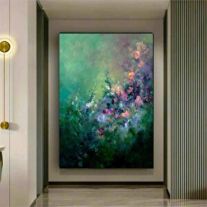 Soyut Çiçek Sanatı; Çiçek Duvar Dekoru; Çiçek Kanvas Baskısı; Gül Duvar Dekoru; Asmaya Hazır Kanvas 40x60 cm