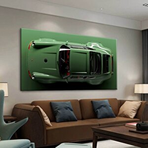 Porsche 911 Sport Yeşil Kanvas Duvar Sanatı Baskısı; Motivasyon Ofis Dekoru; Araba Posteri; Porsche 90x150 cm