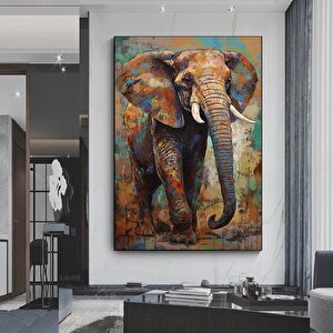 Çok Renkli Fil Posteri; Fil Grafiti; Renkli Fil Dekoru 30x40 cm