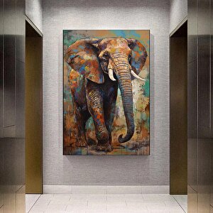 Çok Renkli Fil Posteri; Fil Grafiti; Renkli Fil Dekoru 30x40 cm