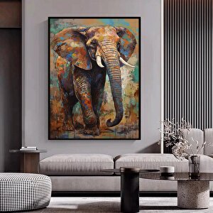 Çok Renkli Fil Posteri; Fil Grafiti; Renkli Fil Dekoru