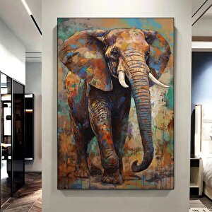 Çok Renkli Fil Posteri; Fil Grafiti; Renkli Fil Dekoru