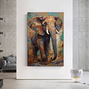 Çok Renkli Fil Posteri; Fil Grafiti; Renkli Fil Dekoru