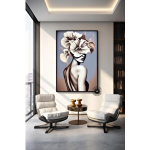 Soyut Sanat Kadın Modern Sanat Poster Dekor Baskısı Çiçek Kadın Duvar Sanatı, Açan Baş Baskısı 100x200 cm