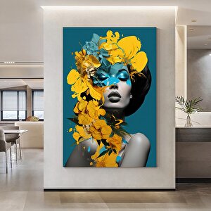 Çiçekli Kadın Portresi, Çiçek Başlı Kadın Kanvas Baskısı, Göksel Mükemmellik