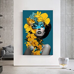Çiçekli Kadın Portresi, Çiçek Başlı Kadın Kanvas Baskısı, Göksel Mükemmellik