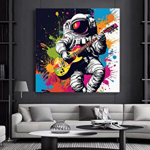 Kulaklıklı Ve Gitar Çalan Dj Astronot Grafiti Duvar Sanatı. Astronot Kanvas Baskısı. 50x50 cm