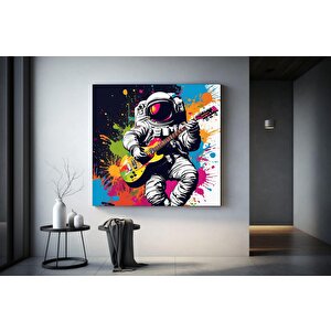 Kulaklıklı Ve Gitar Çalan Dj Astronot Grafiti Duvar Sanatı. Astronot Kanvas Baskısı. 40x40 cm