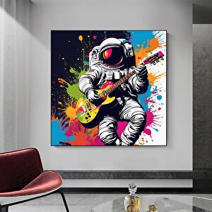 Kulaklıklı Ve Gitar Çalan Dj Astronot Grafiti Duvar Sanatı. Astronot Kanvas Baskısı.