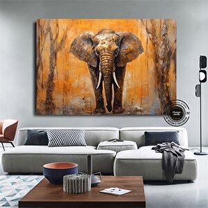 Fil Kanvas Tablosu; Canlı Fil Sanatı 90x180 cm