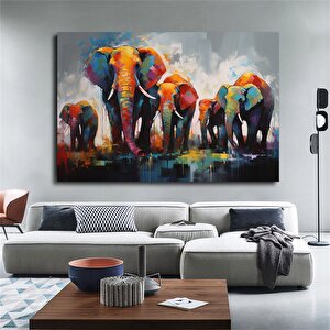 Filler Ailesi Kanvas Tablosu, Afrika Hayvan Duvar Sanatı, Modern Asılı Poster 60x120 cm