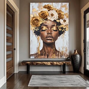 Siyah Kadın Çiçek Başlığı Duvar Sanatı, Afrikalı Amerikalı Sanatı, Siyah Sanat, Siyah Kız Baskısı