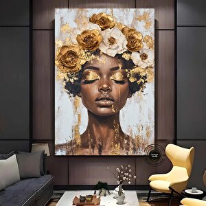 Siyah Kadın Çiçek Başlığı Duvar Sanatı, Afrikalı Amerikalı Sanatı, Siyah Sanat, Siyah Kız Baskısı