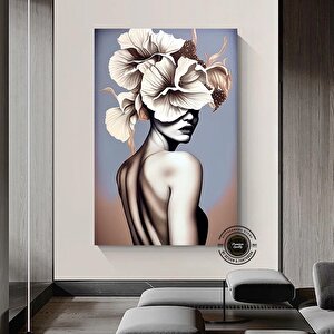 Soyut Sanat Kadın Modern Sanat Poster Dekor Baskısı Çiçek Kadın Duvar Sanatı, Açan Baş Baskısı 80x160 cm