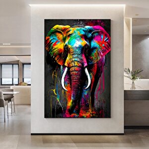 Modern Fil Graffiti Kanvas Tablosu; Renkli Hayvan Sanatı; Duvar Dekoru