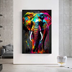 Modern Fil Graffiti Kanvas Tablosu; Renkli Hayvan Sanatı; Duvar Dekoru