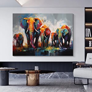 Filler Ailesi Kanvas Tablosu, Afrika Hayvan Duvar Sanatı, Modern Asılı Poster 90x180 cm