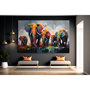 Filler Ailesi Kanvas Tablosu, Afrika Hayvan Duvar Sanatı, Modern Asılı Poster 90x180 cm