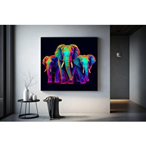 Soyut Çok Renkli Fil Duvar Sanatı Posteri; Fil Duvar Sanatı; Renkli Fil Dekoru