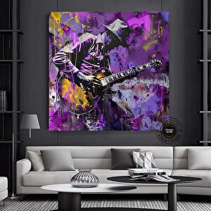 Renkli Gitar Çalan Adam; Soyut Adam Duvar Sanatı; Enstrümantal Sanat Eseri; Enstrümantal Duvar Dekor 50x50 cm