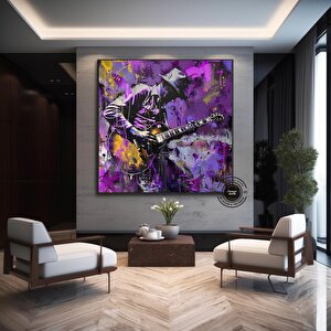 Renkli Gitar Çalan Adam; Soyut Adam Duvar Sanatı; Enstrümantal Sanat Eseri; Enstrümantal Duvar Dekor 50x50 cm