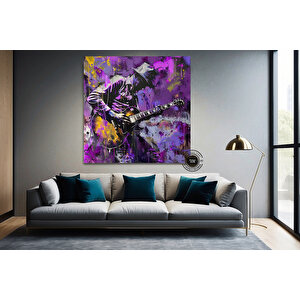 Renkli Gitar Çalan Adam; Soyut Adam Duvar Sanatı; Enstrümantal Sanat Eseri; Enstrümantal Duvar Dekor