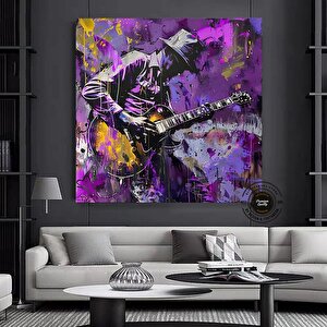 Renkli Gitar Çalan Adam; Soyut Adam Duvar Sanatı; Enstrümantal Sanat Eseri; Enstrümantal Duvar Dekor 100x100 cm