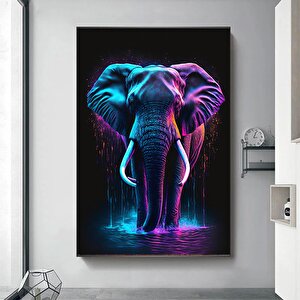 Soyut Çok Renkli Fil Duvar Sanatı Posteri, Fil Grafiti Duvar Sanatı, Renkli Fil Dekor 30x40 cm