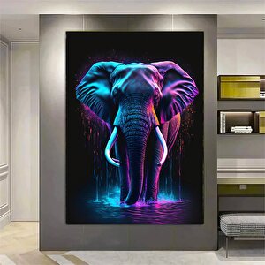 Soyut Çok Renkli Fil Duvar Sanatı Posteri, Fil Grafiti Duvar Sanatı, Renkli Fil Dekor 30x40 cm