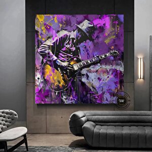 Renkli Gitar Çalan Adam; Soyut Adam Duvar Sanatı; Enstrümantal Sanat Eseri; Enstrümantal Duvar Dekor