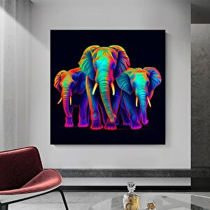 Soyut Çok Renkli Fil Duvar Sanatı Posteri; Fil Duvar Sanatı; Renkli Fil Dekoru
