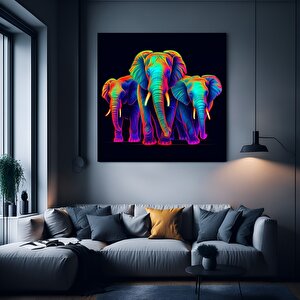 Soyut Çok Renkli Fil Duvar Sanatı Posteri; Fil Duvar Sanatı; Renkli Fil Dekoru