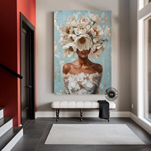 Çiçekli Kadın Portresi – Güllü Kanvas Baskı – Kadın Ve Çiçek Duvar Dekoru 20x30 cm