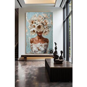 Çiçekli Kadın Portresi – Güllü Kanvas Baskı – Kadın Ve Çiçek Duvar Dekoru